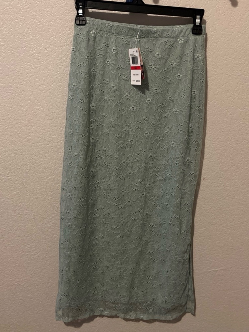 Delicate Lace Maxi Skirt in Sage Green